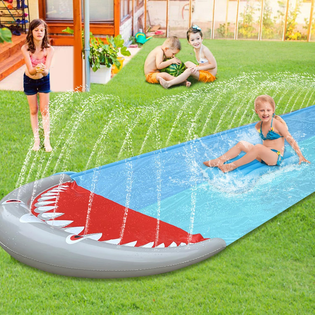 550 x 145cm Slip and Slide Wasserrutsche mit 2 Bodyboard Doppel-Wasserrutsche Wasser Rutsche Watersl