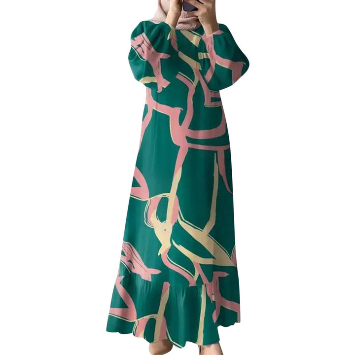 Muslimische Kleider Festlich Kleid, Gebetskleidung, lässiger Kaftan Weihnachtskleid Damen (Green, M)