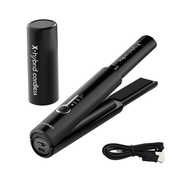 Gamma+ X-Hybrid Kabelloses Glätteisen für Reisen | Mini Haarglätter 2-in-1 für Glattes und Lockiges