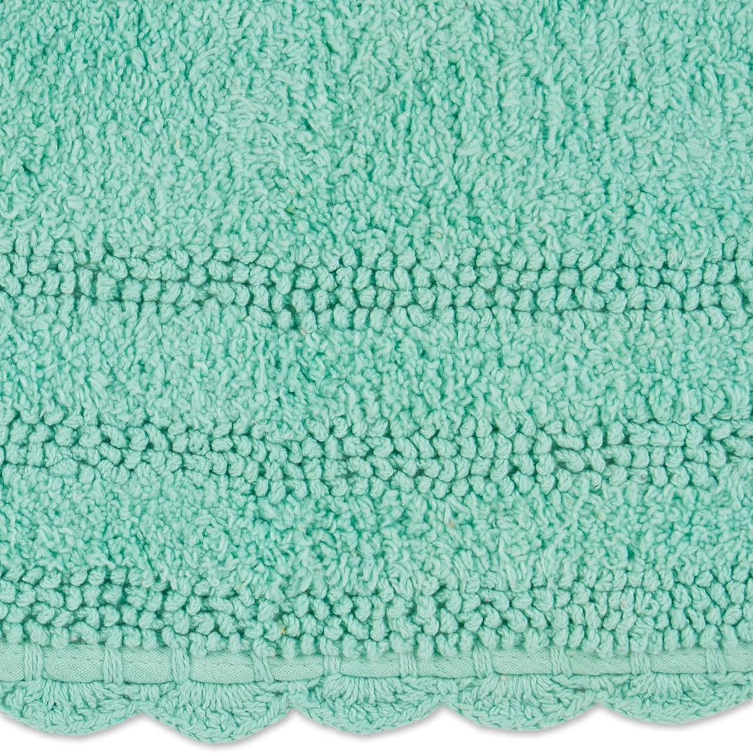 DII Crochet Collection Wende-Badematte, klein, oval, 43 x 61 cm, Aqua Small Oval, 17x24" Aqua, Small