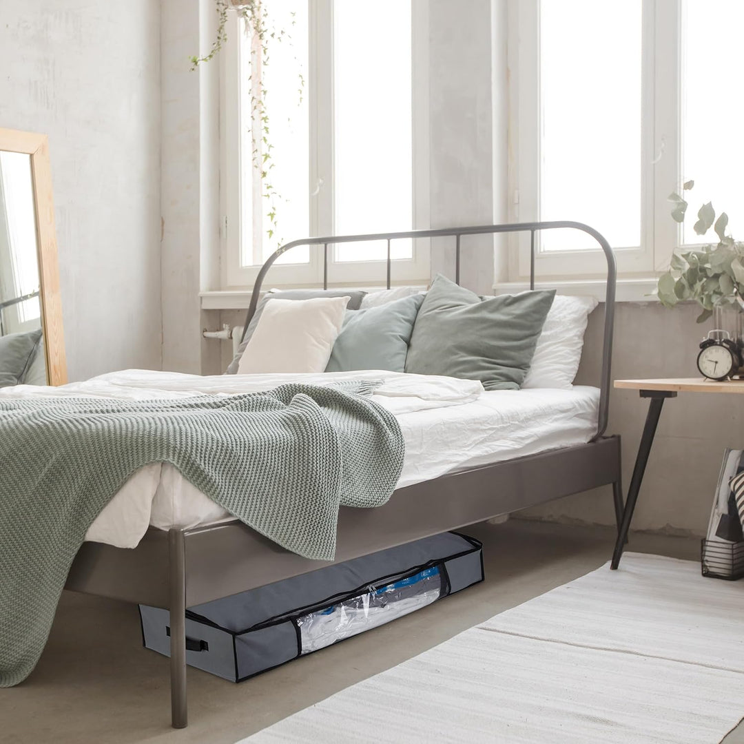Relaxdays Unterbettkommode Vakuum 2er Set HBT 15x100x45 cm, Kleidung, Bettwäsche, Aufbewahrungstasch