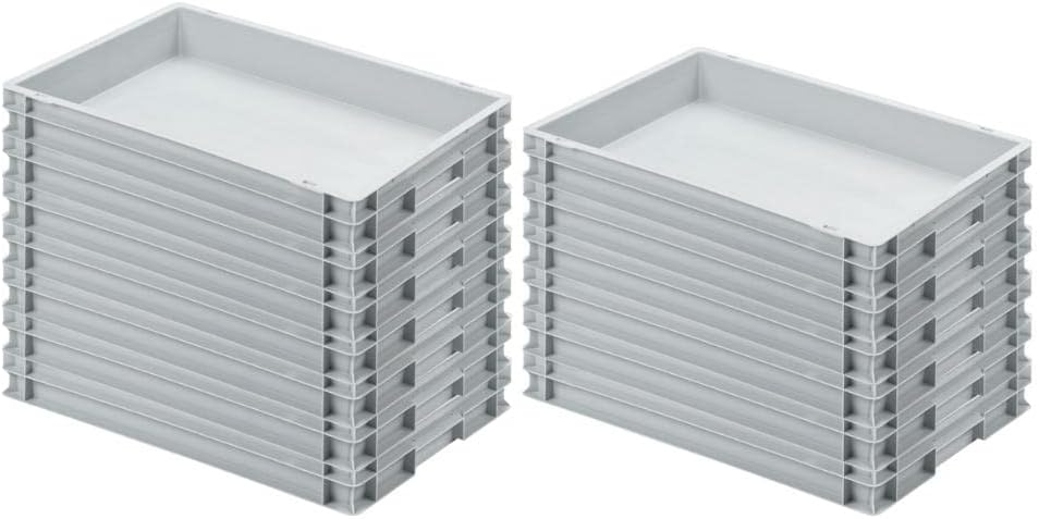 SuperSparSet 13x Eurobehälter mit geschlossenem Griff | HxBxT 7,5x40x60cm | 15 Liter | Grau | Eurobo