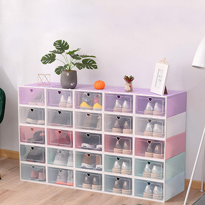 20 Stück Schuhboxen Stapelbar, Faltbar und Stapelbar Schuhboxen, Schuhboxen transparente Schuhorgani