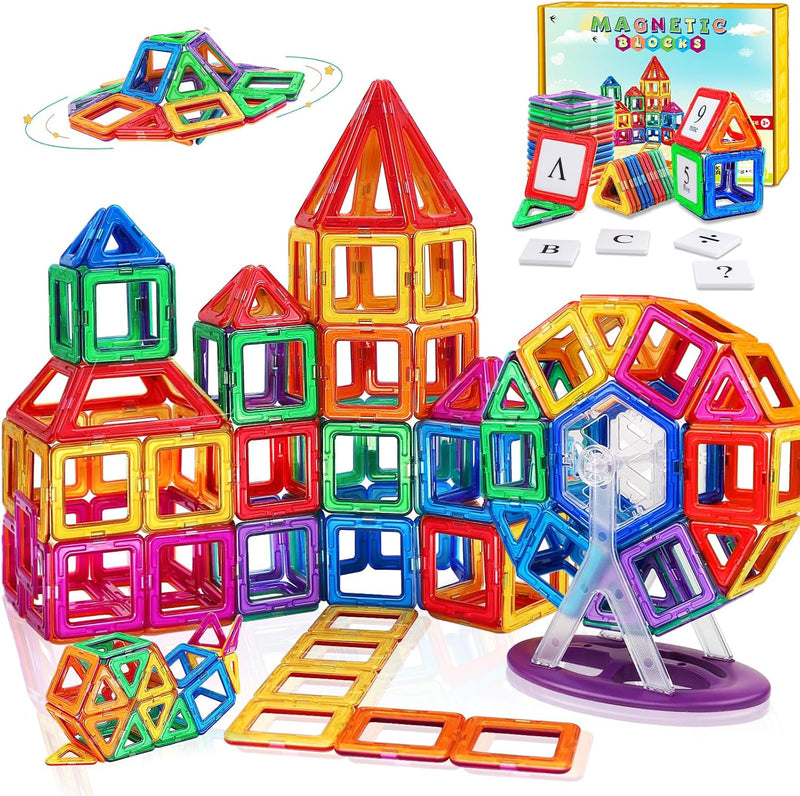 KALOISYHE Magnetische Bausteine 95 Stück,Spielzeug ab 1 2 3 4 5 6 7 8 Jahre Junge Jungen Mädchen Mag
