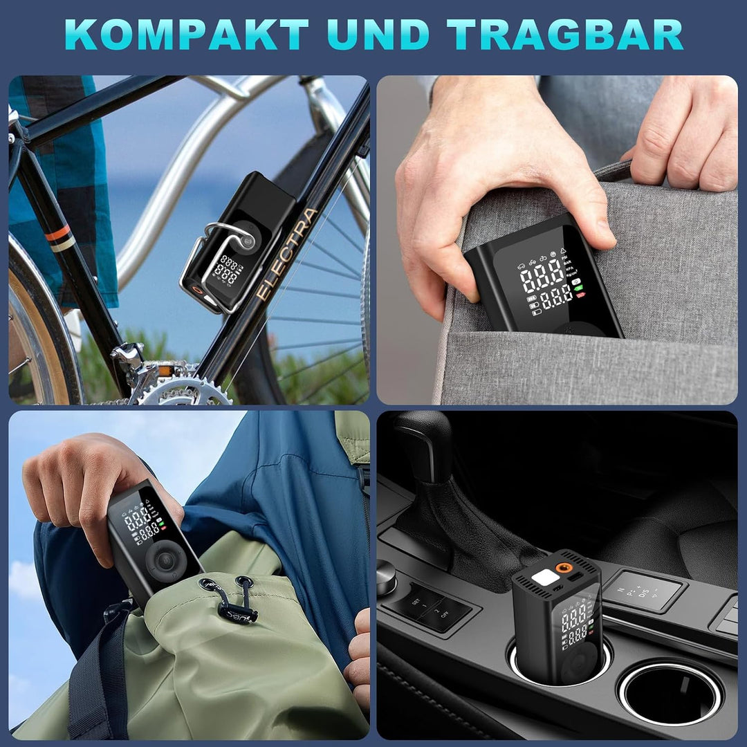 Elektrische Luftpumpe -Akku Luftpumpe Kompressor Akku Pump Electric 150PSI 10000mAh Tragbarer Akku K