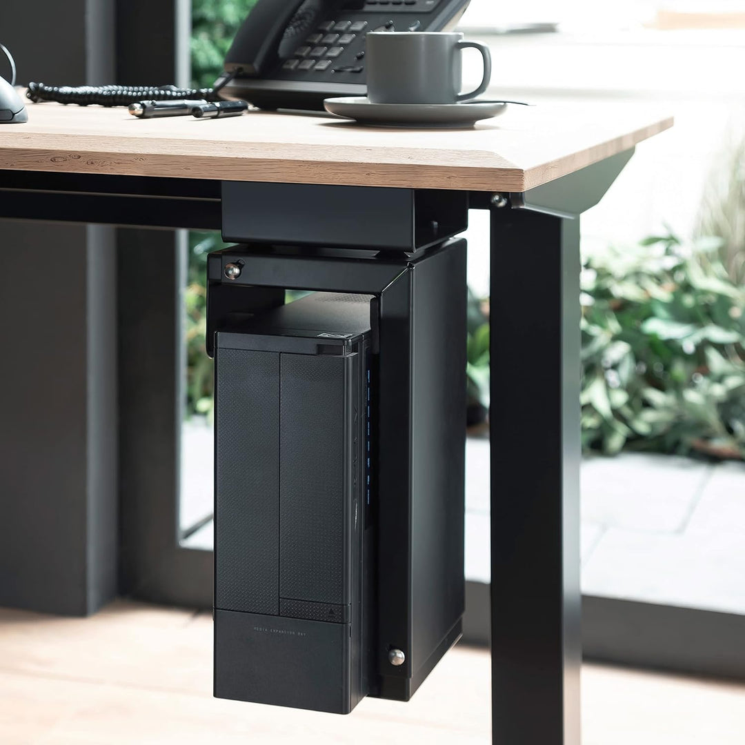 boho office® Computer-Halter, PC Halterung in Schwarz zur Montage unterhalb der Tischplatte, flexibe