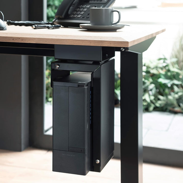 boho office® Computer-Halter, PC Halterung in Schwarz zur Montage unterhalb der Tischplatte, flexibe