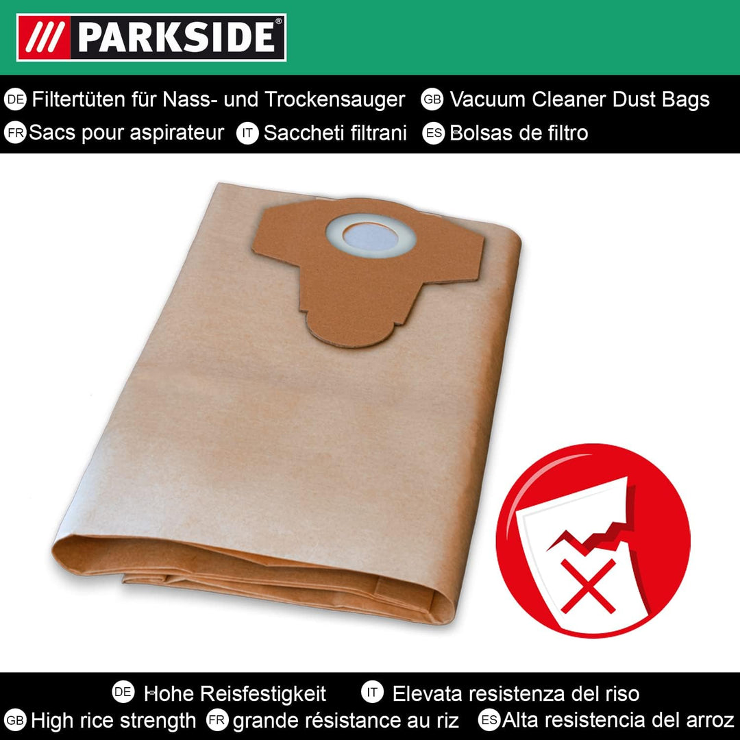 10 Parkside Staubsaugerbeutel 30 L PNTS 1400 B1 Lidl IAN 66443 braun 906-02 - Parkside Nass Trocken
