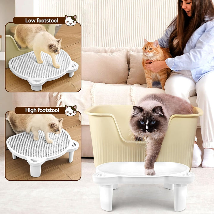 Verstellbare Katzen Rampe für Katzentoilette, Erhöhte Katzentoilette Stufe, Doppelte Katzenstreufall