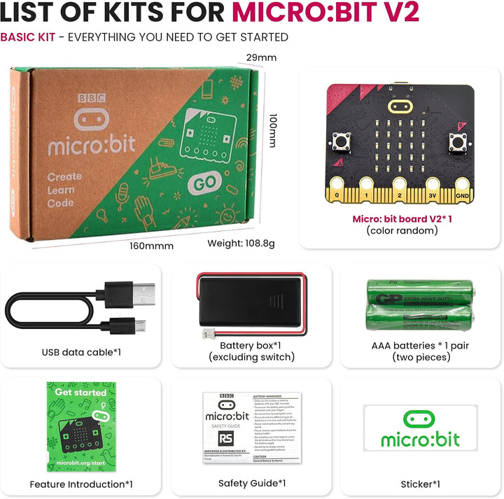 KEYESTUDIO BBC Micro:bit V2 Starter Kit (Pack Microbit V2.2 Go Kit) with Official BBC Micro:bit V2 D
