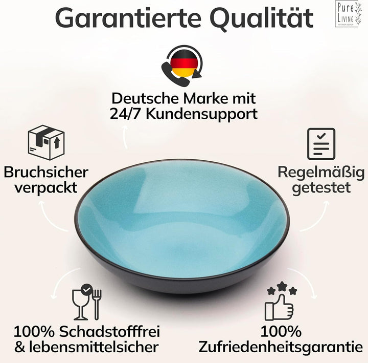Steingut Suppenteller 6 Pers. Ibiza Hochwertiges Mediterranes TEST SEHR GUT Steingut Tiefe Teller Se