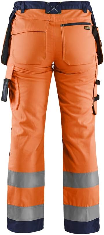 Blakläder Damen-Bundhose "High-Vis" mit Werkzeugtaschen Orange/Grün C42, Orange/Grün C42