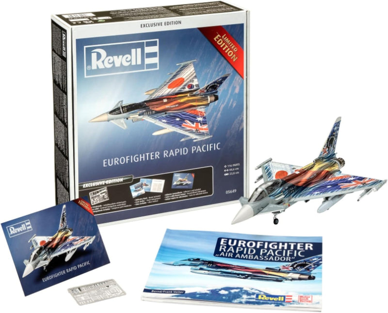 Revell Modellbausatz I Geschenkset Eurofighter Pacific Exclusive Edition I Flugzeug Bausatz I 130 Te