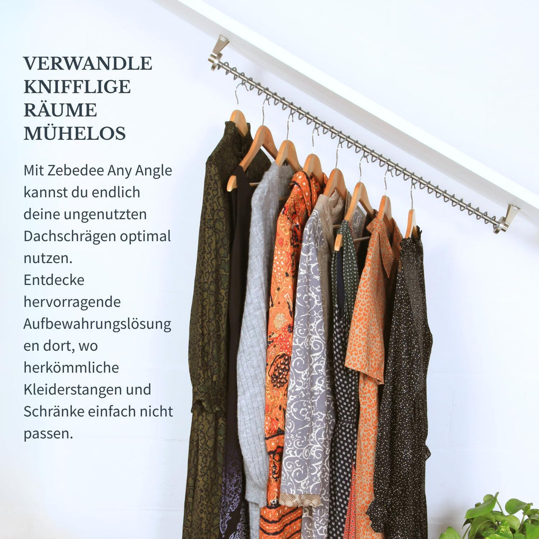 Zebedee Any Angle – Geneigte Kleiderstange für schräge Schlafzimmerschränke im Dachgeschoss, unter D