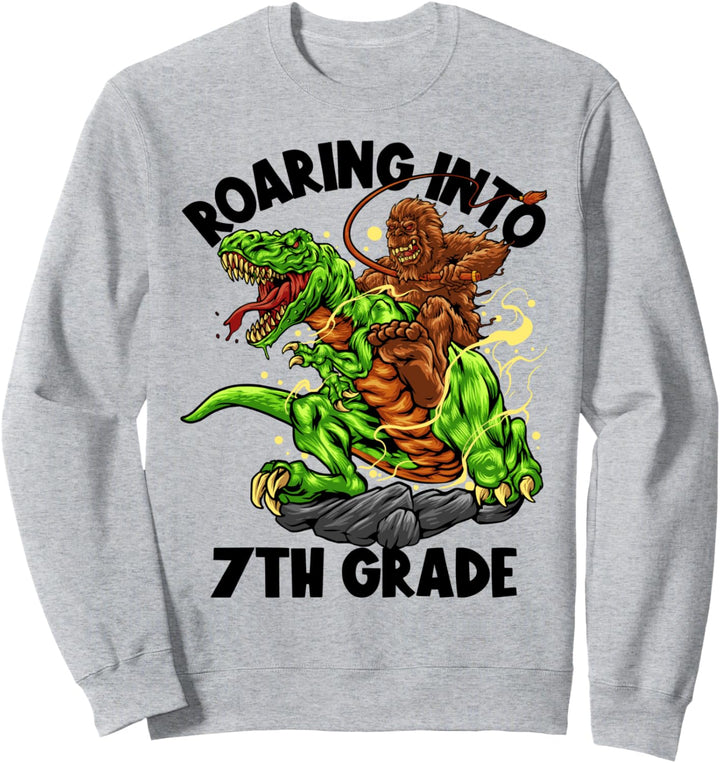 Roaring Into 7th Grade Boys Bigfoot Dinosaurier Back To School Sweatshirt