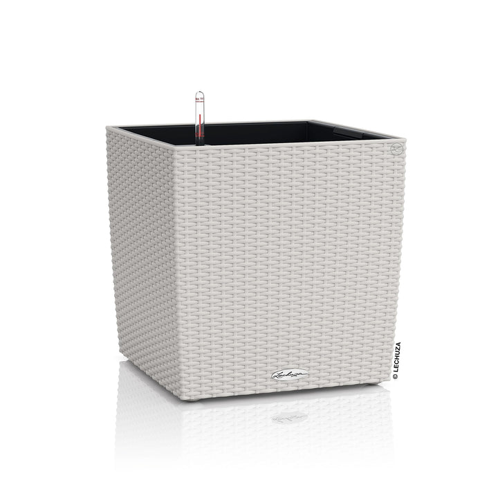 Lechuza Cube Cottage 40 Komplettset lichtgrau Pflanzgefäss mit Erd-Bewässerungs-System 39 x 39 x 40