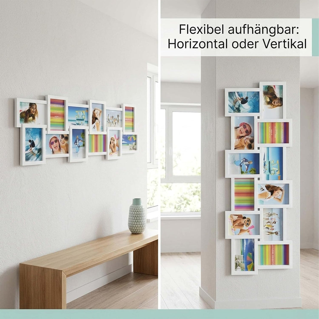 Relaxdays Collage, Bildergalerie, Fotorahmen XL zum Aufhängen, mehrere Fotos, schwarz Bilderrahmen 8