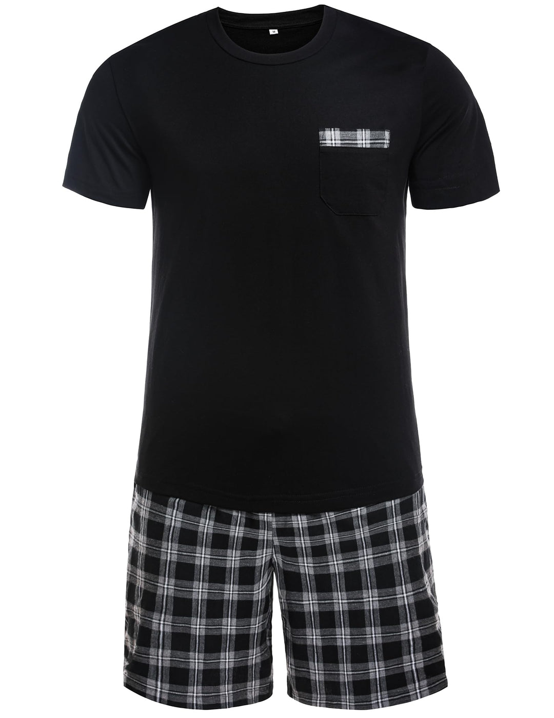 Winovia Schlafanzug Herren Kurz Pyjama 100% Baumwolle Kurzarm Nachtwäsche Nightwear Set mit Rundhals