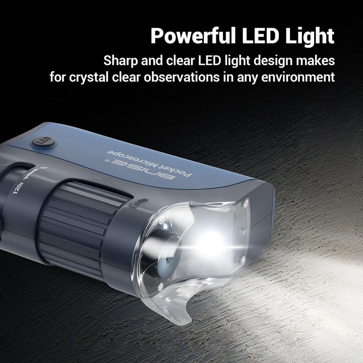 Taschenmikroskop 60-120-facher Zoom mit LED, Handmikroskope für Kinder, Tragbares Mini-Mikroskop mit