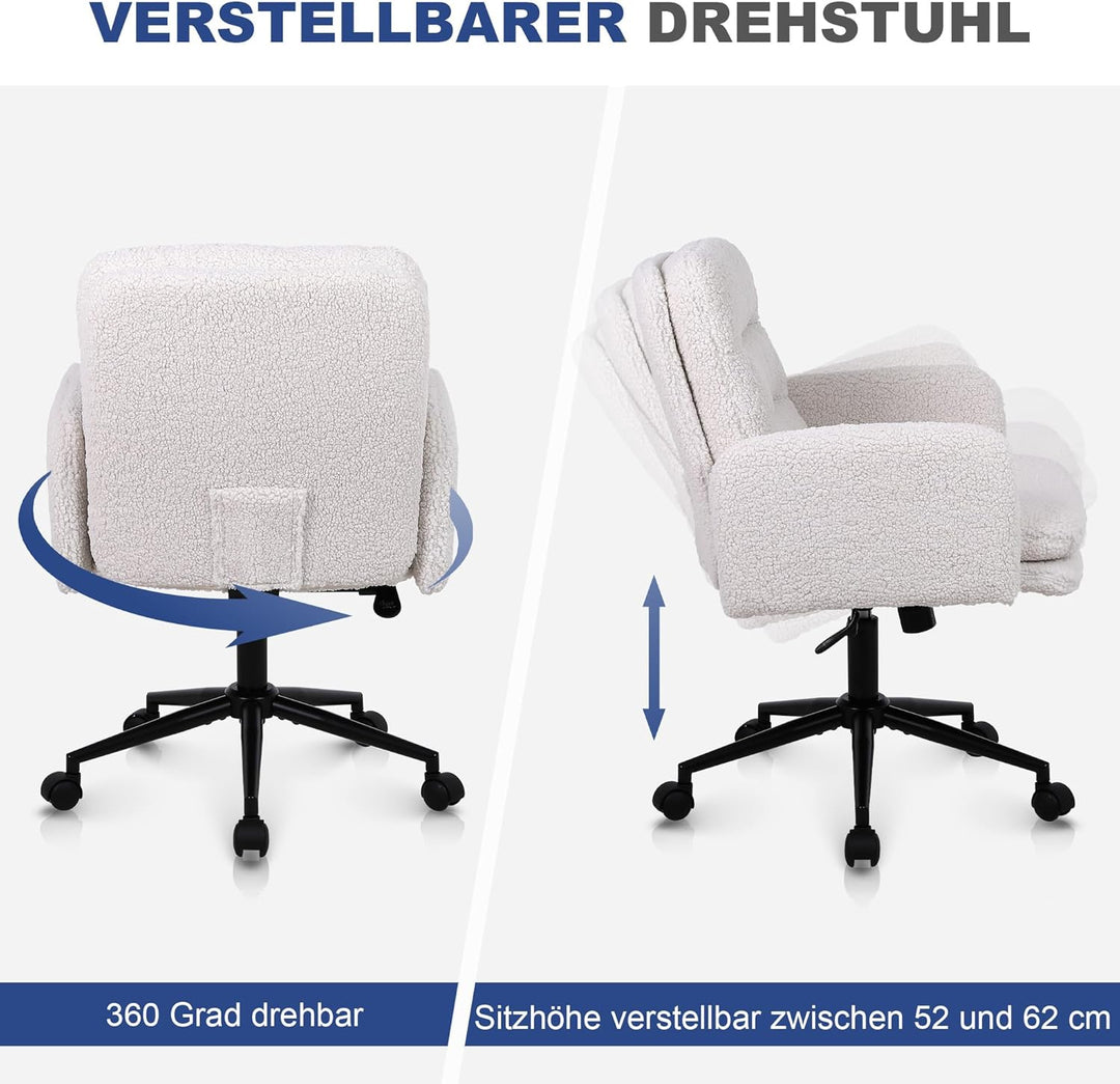 Youhauchair Schreibtischstuhl, Schminktisch Stuhl aus Kunstpelz, Bequemer Drehstuhl Schreibtisch Stu
