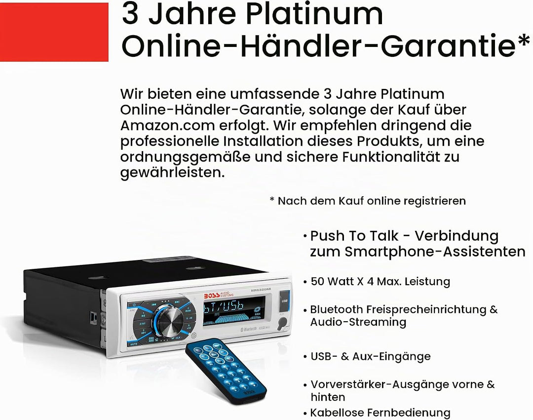 BOSS Audio Systems mr632uab 200 W Bluetooth weiss Empfangsgerät für digitale Instrumente, Empfangsge