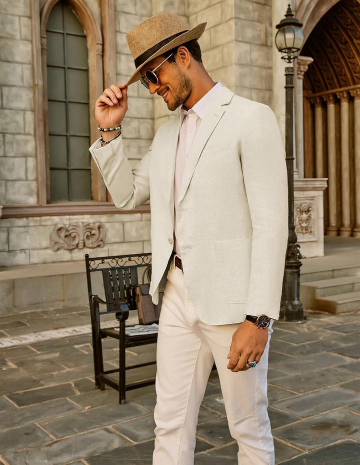 PJ PAUL JONES Herren Casual Slim Fit Leinen Jacke Leichtgewicht 2 Knopf Blazer Sporty Slim fit Leisu