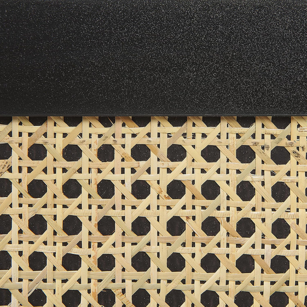 Beliani TV-Schrank Rattan schwarz/beige 2 Türen 150 x 40 x 52 cm modern Opoco