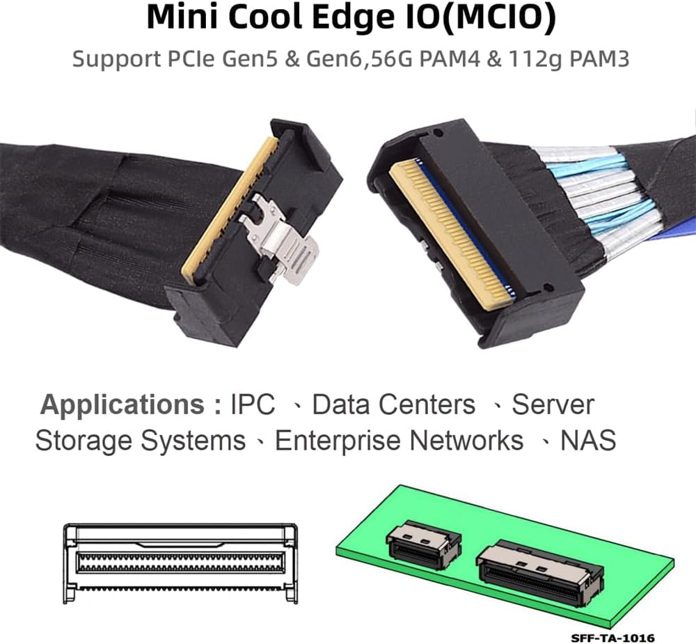 NFHK PCI-E 5.0 Mini Cool Edge IO MCIO abgewinkeltes PCI-E Slimline SAS 8i 74Pin Stecker auf MCIO 74P