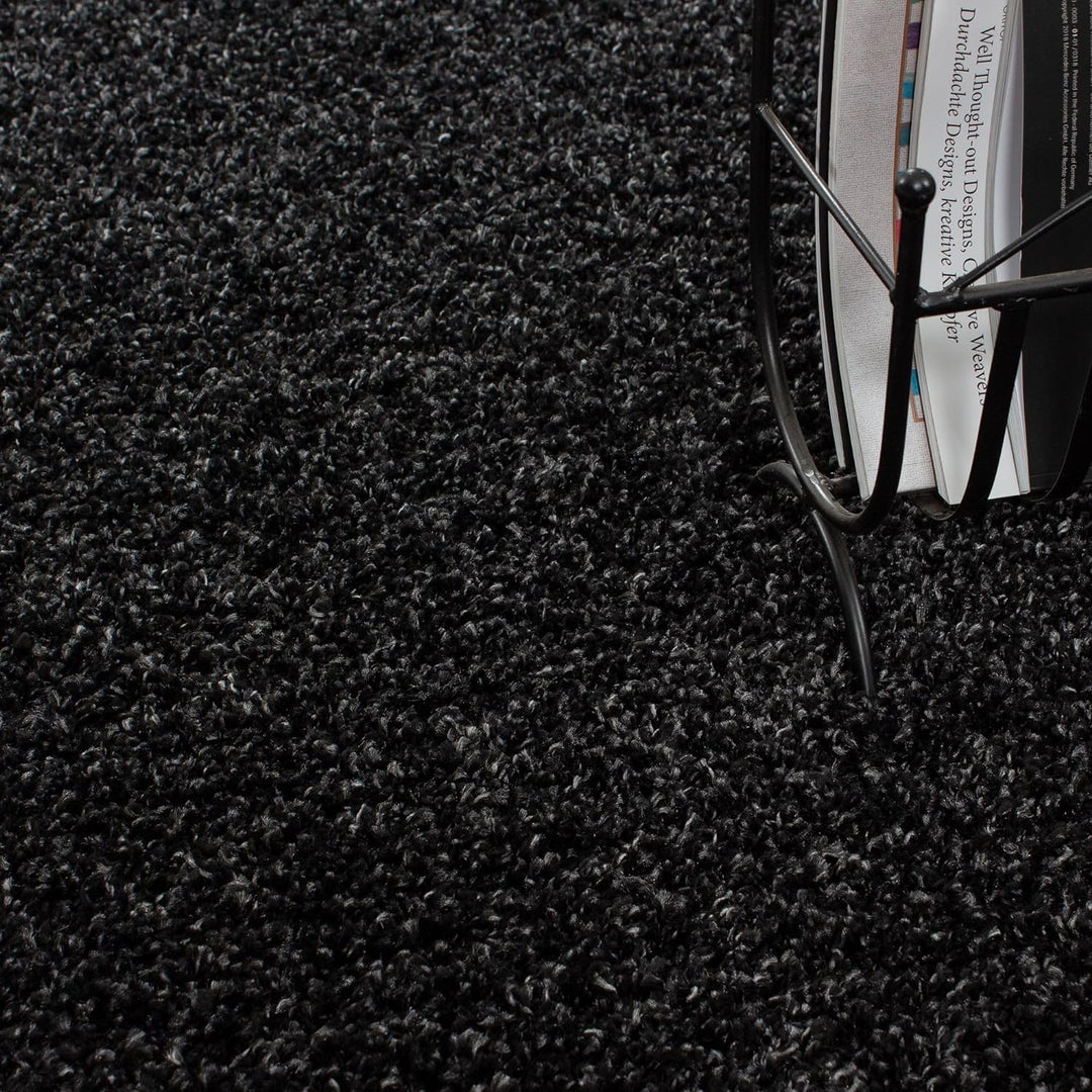 Carpetsale24 Teppich Wohnzimmer 160 x 230 cm Anthrazit Shaggy Hochflor Einfarbig Modern Design - Fla
