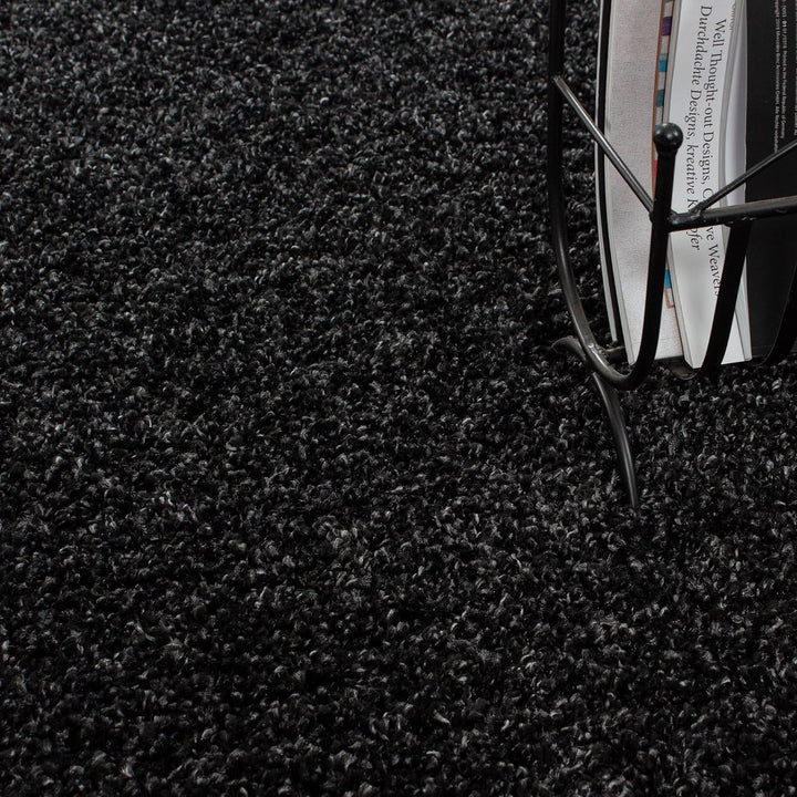 Carpetsale24 Teppich Wohnzimmer 160 x 230 cm Anthrazit Shaggy Hochflor Einfarbig Modern Design - Fla