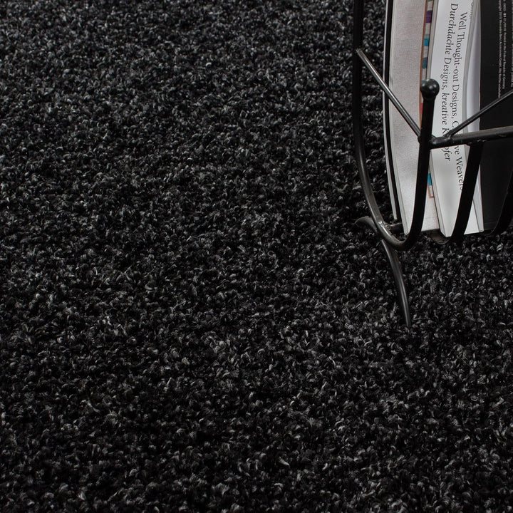 Carpetsale24 Teppich Wohnzimmer 120 x 170 cm Anthrazit Shaggy Hochflor Einfarbig Modern Design - Fla