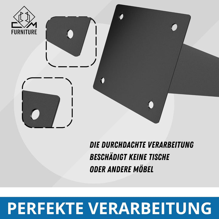 CM Furniture - Tischgestell Metall Stahl Modern | Tischbeine Schwarz - Tischkufen 4 Stück H72cm - 8x