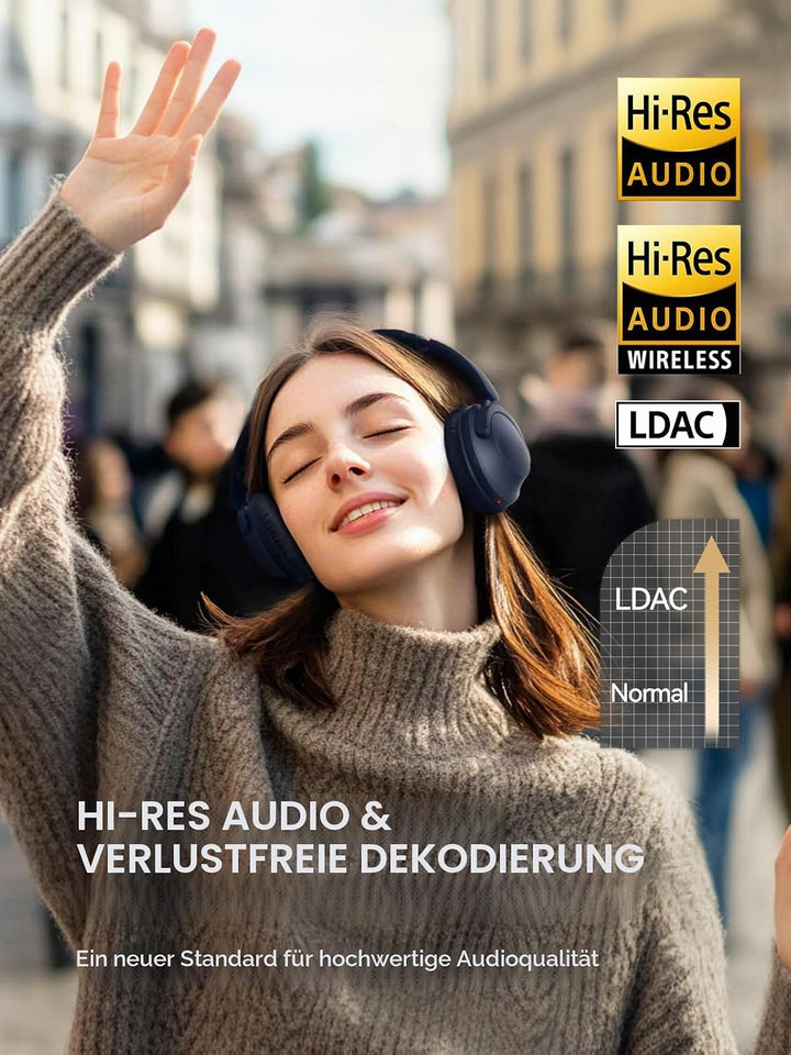 1MORE SonoFlow Pro Over-Ear Kopfhörer Kabellos, LDAC Hi-Res Wireless Audio, Active Noise Cancelling,