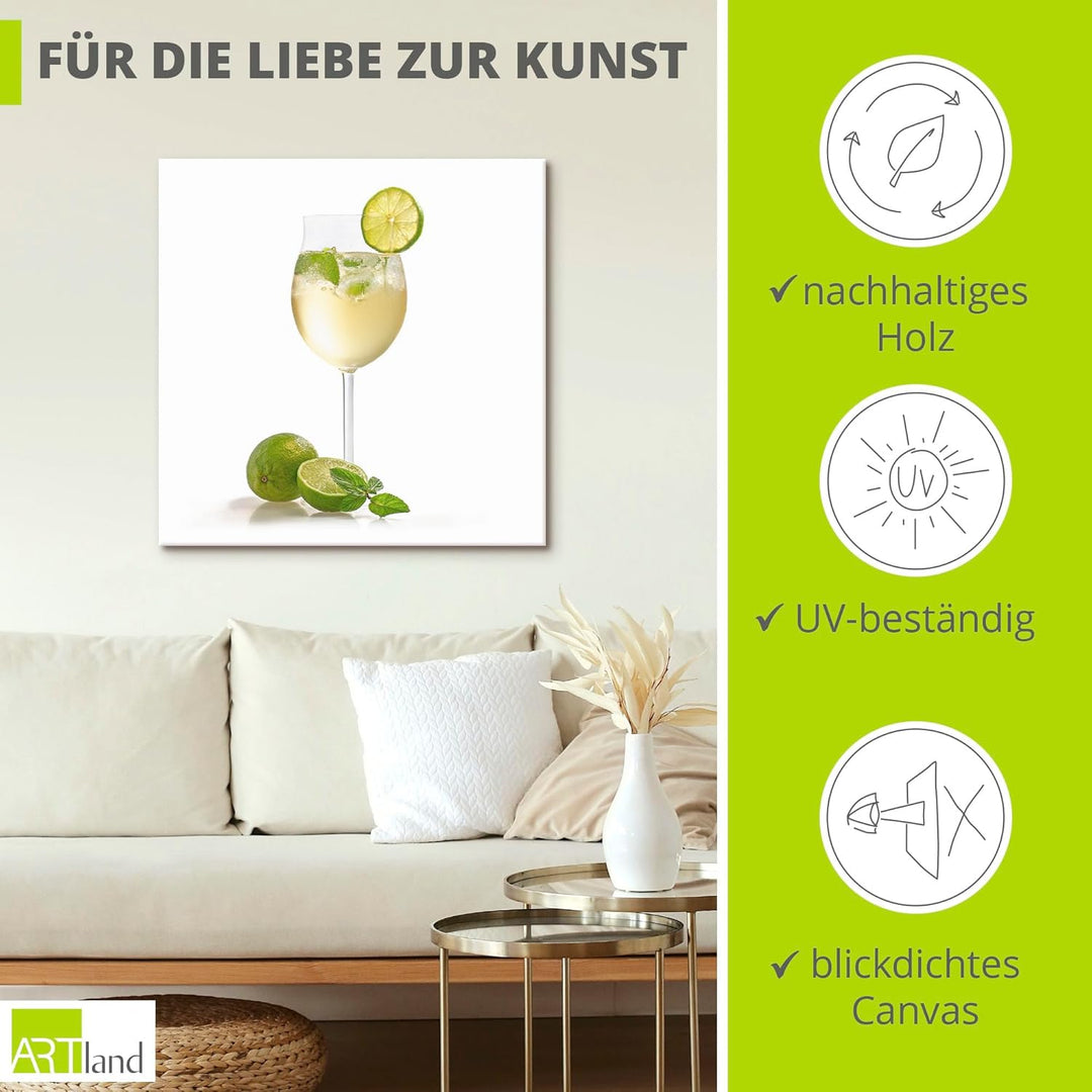 ARTland Leinwandbilder Wandbild Bild auf Leinwand 50 x 50 cm Ernährung Genuss Getränke Cocktail Foto