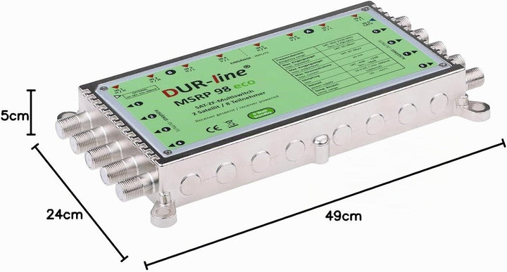 DUR-line MSRP 9/8 eco + Netzteil - Multischalter für 2 Satelliten/8 Teilnehmer - Geringe Stromaufnah