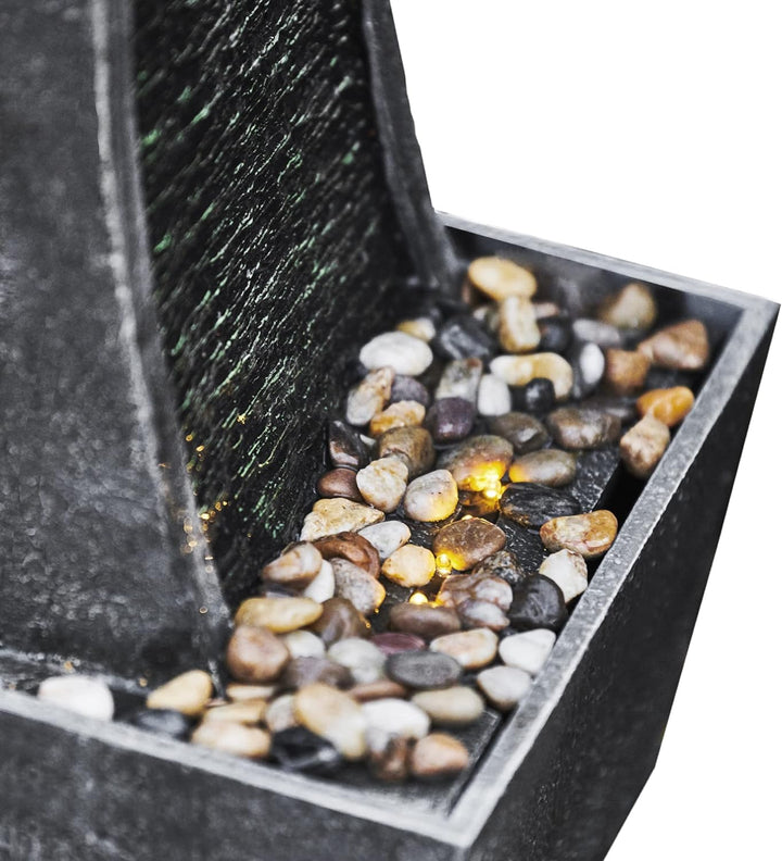 Peaktop - Garten Terrasse Stein 38-Zoll-Brunnen mit gebogen Wasserfall