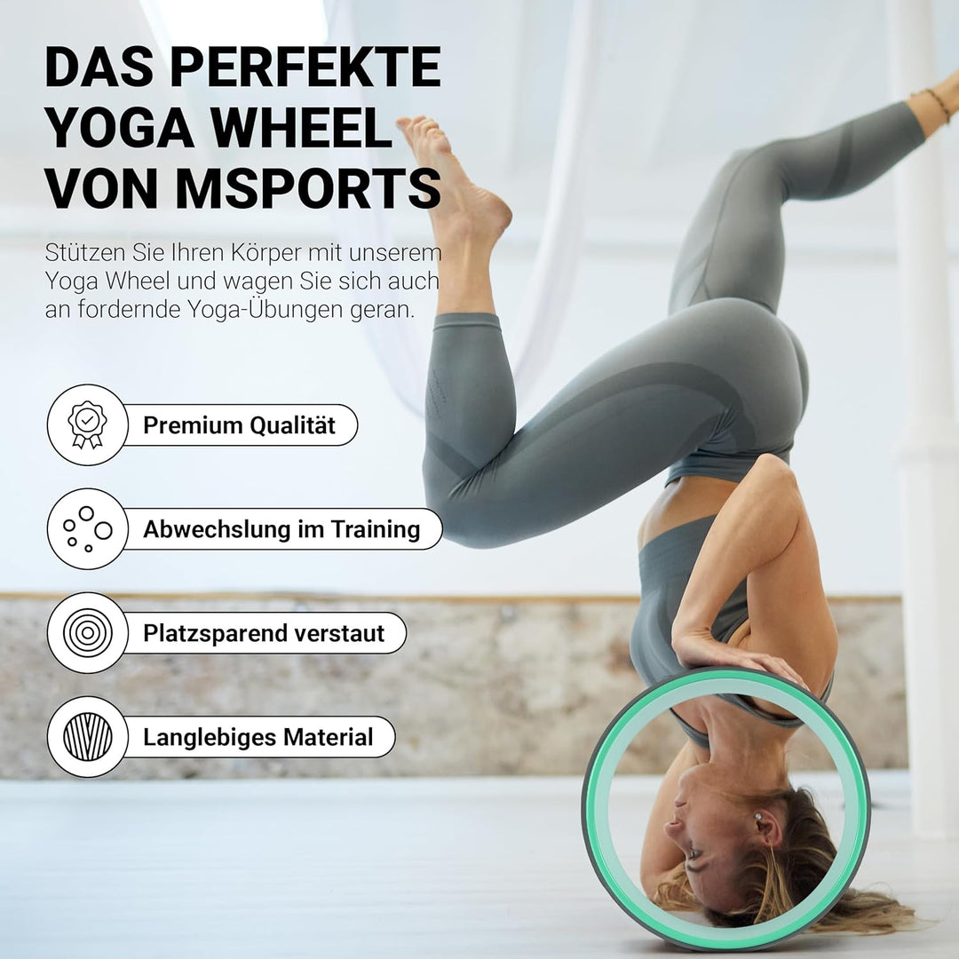 MSPORTS Yoga Wheel - Premium - Hilfsmittel bei Yoga-Übungen | Yoga Rad Mint, Mint