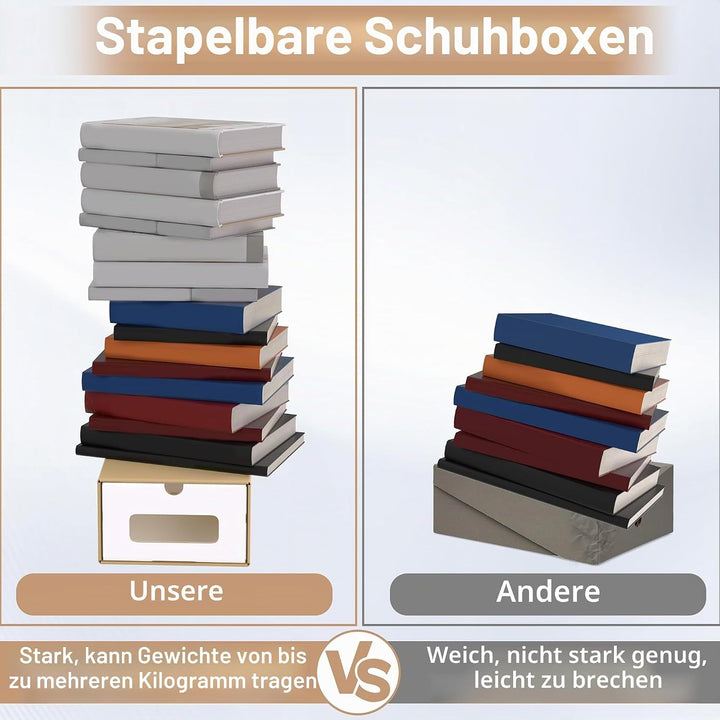 SUBTLETY 10 Stück Schuhboxen Pappkarton Schuhkiste mit Sichtfenster Klappbare Schuhschachtel aus Kra