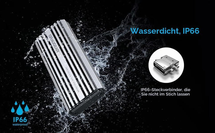GRAUGEAR | Aluminium-Gehäuse f. M.2 NVMe SSD | USB 3.2 (Gen2, 10 Gbit/s) | Zwei Kabel USB-C &amp; USB-A