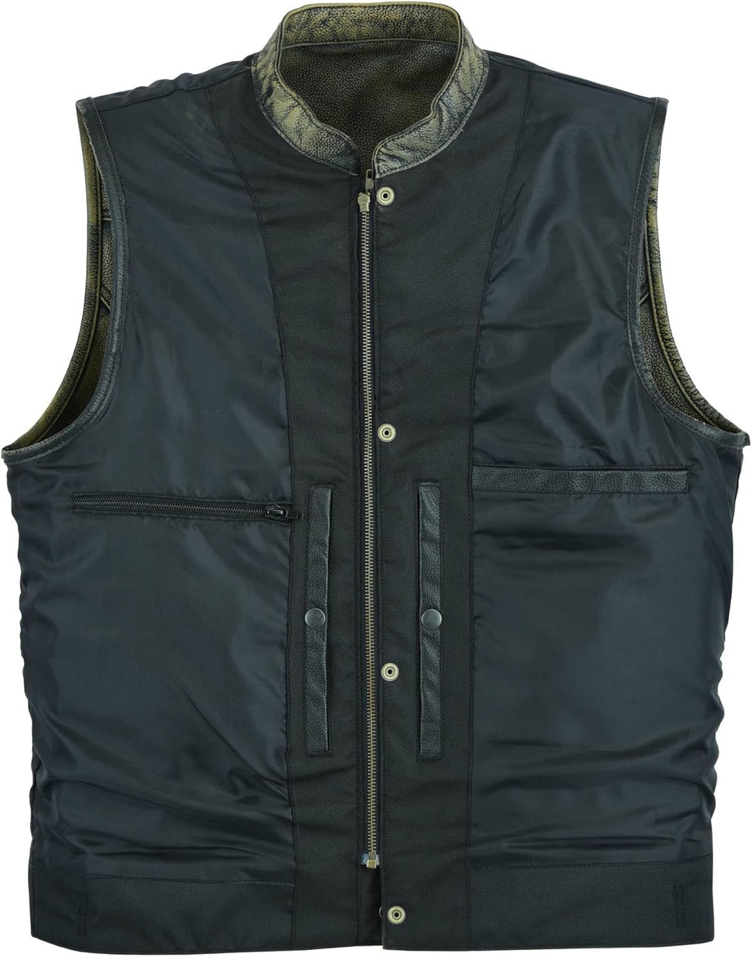 Leatherick Herren Top Grain Anarchy Club Distressed Biker Leder Weste – Vintage Motorrad Weste (M -