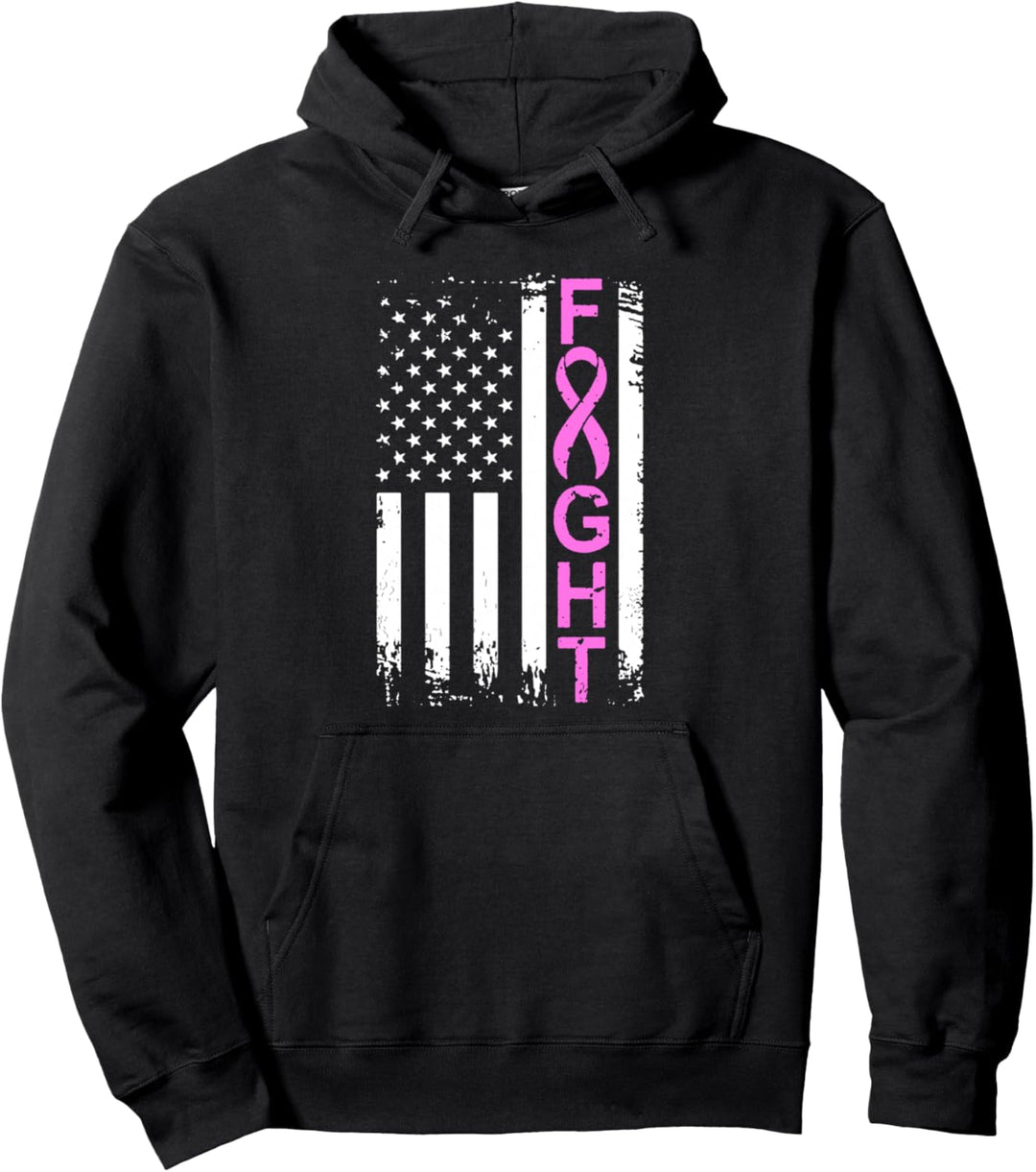 Brustkrebs-Bewusstseins-Kampf Band US-Flagge Patriot Pullover Hoodie