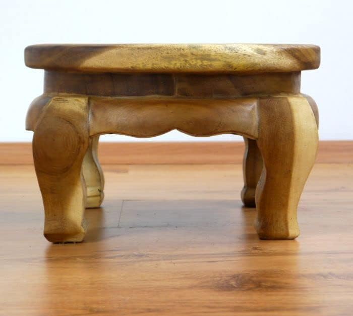 livasia Runder Opiumtisch, Beistelltisch, Massivholztisch, Nachttisch, Podest Natur 30cm, Natur 30cm