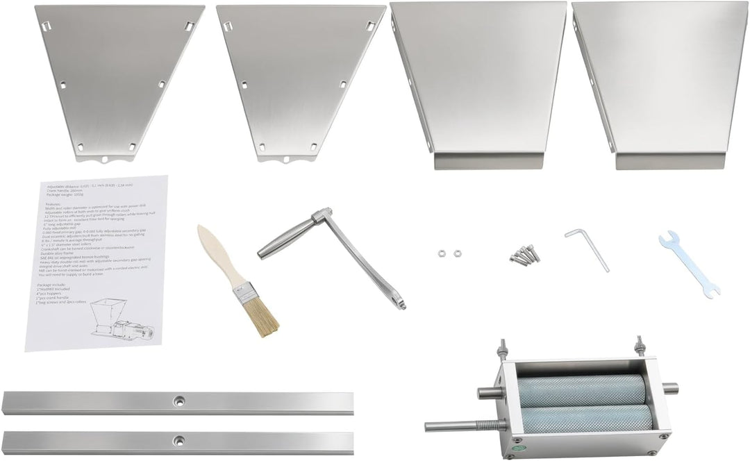 Getreidemühle Manuell, 4L Getreidequetsche, Einstellbarer Walzenabstand | Edelstahl Haferquetsche, G