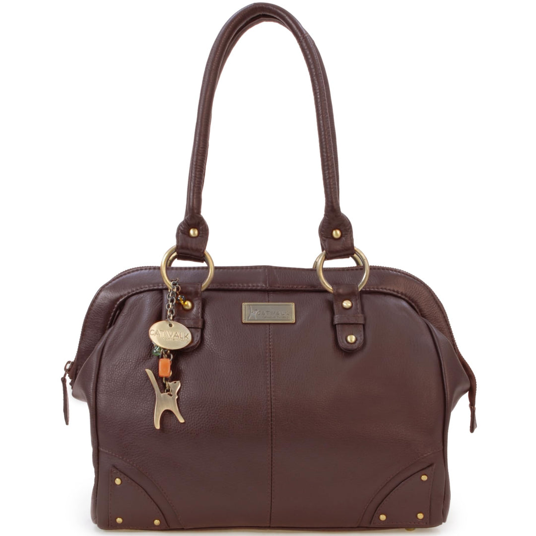 Catwalk Collection Handbags - Leder - Umhängetasche/Ledertasche/Schultertasche- DOCTOR Braun, Braun