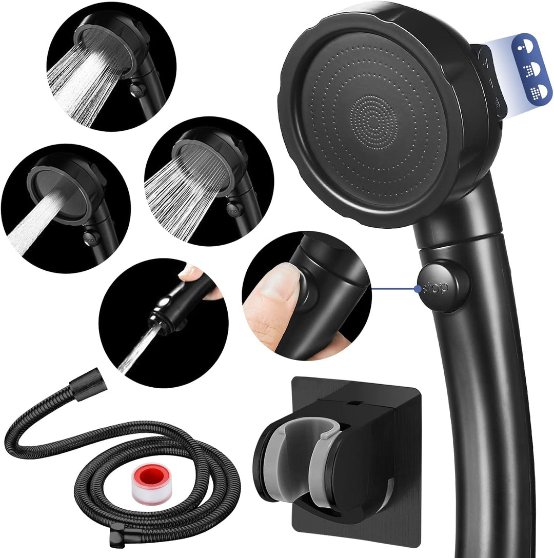 HANLIAN Hochdruck-Duschkopf mit Pause-Taste, 3 Sprühmodi, Duschkopf für Wohnmobil, Wassersparend, Ei
