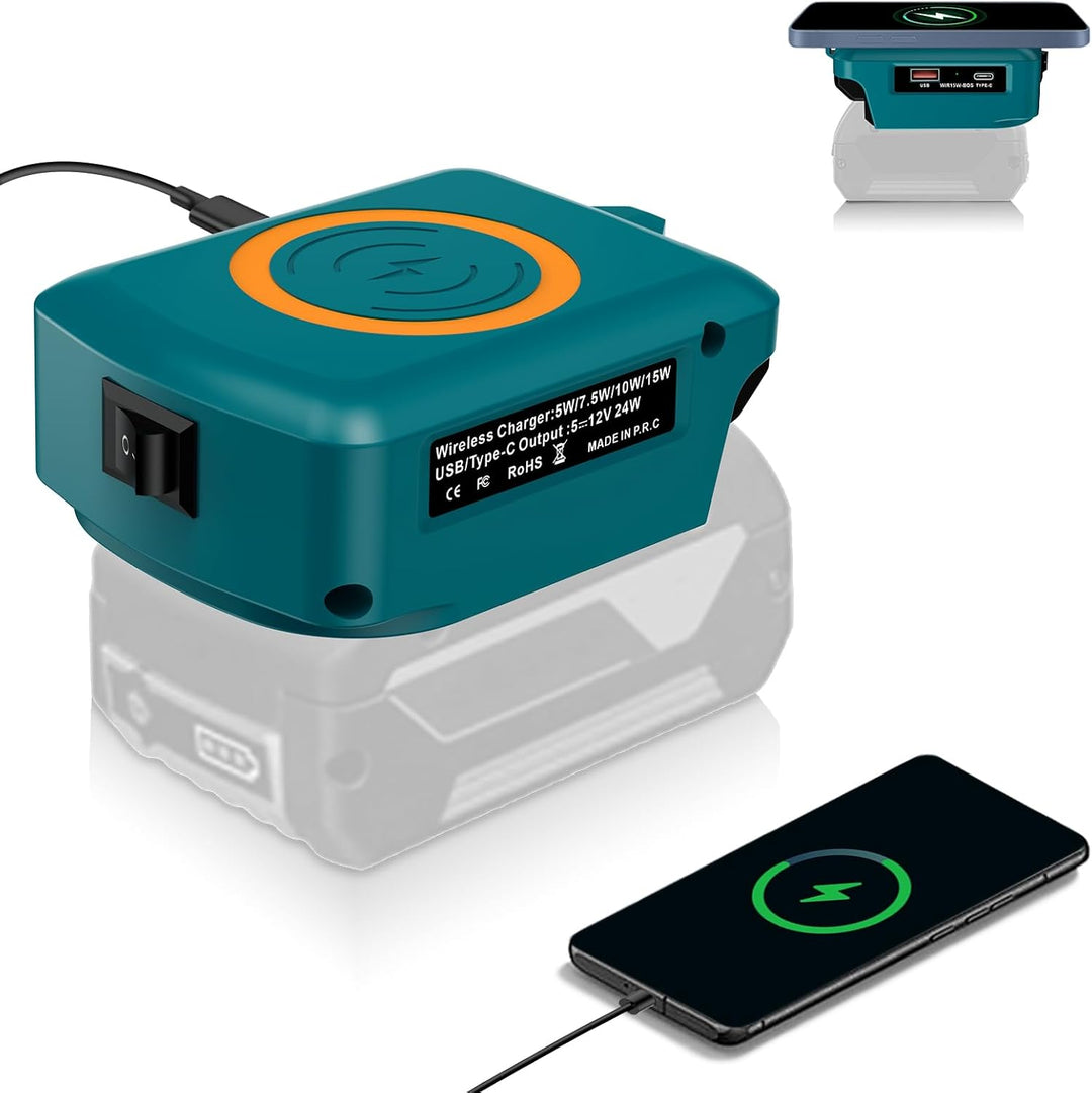 Kabelloses Tragbares Ladegerät für Bosch Professional 18V System Li-Ionen Akku, 15W Schnell Telefon