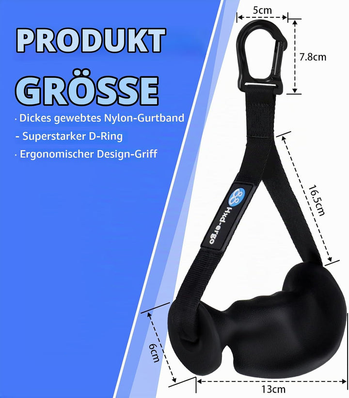HXD-ERGO 2 Stück Einhandgriff für Widerstandsbänder, Fitnessband Griffe mit Metall D-Ring, Ergonomis