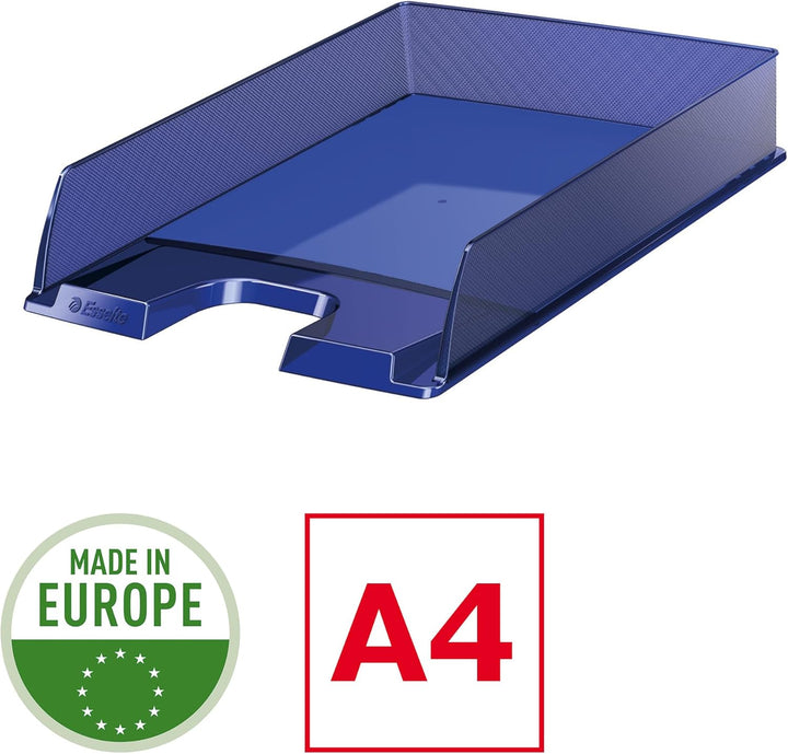 Esselte Briefkorb, A4, 10er Pack, Dunkelblau Transparent, Europost, 623600, Dunkelblau Transparent
