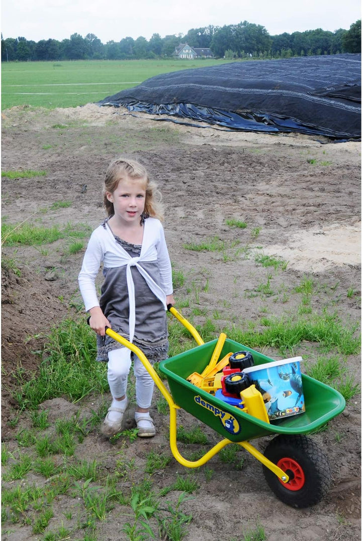 BERG Dempy Schubkarre Kinder Grün/Gelb, Kinderschubkarre, Belastbar bis 40kg, Robust, Langlebig & St