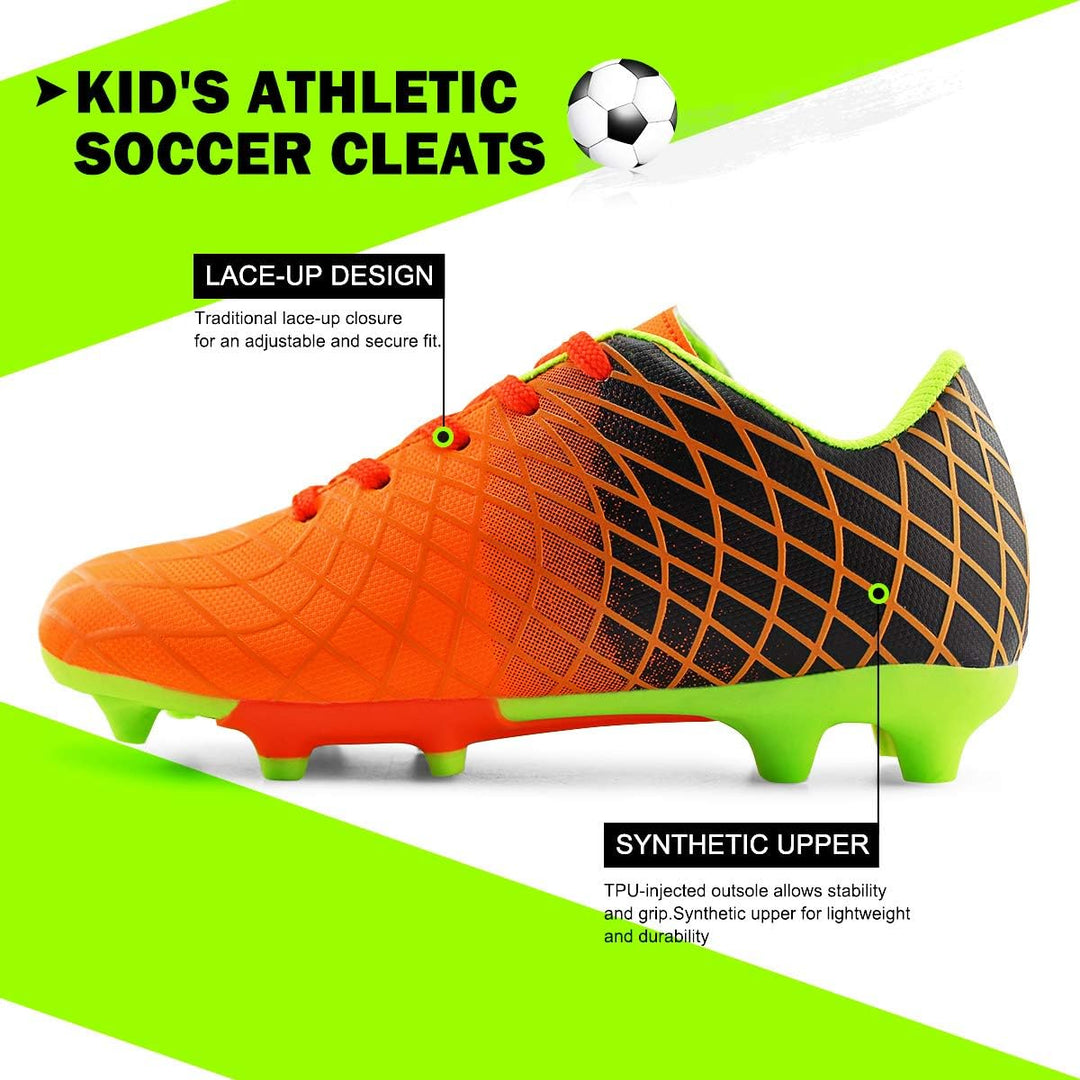 JABASIC Kinder Soccer Boots Jungen Mädchen Sportlich Draussen Fussballschuh 36 EU Orange 1, 36 EU Or